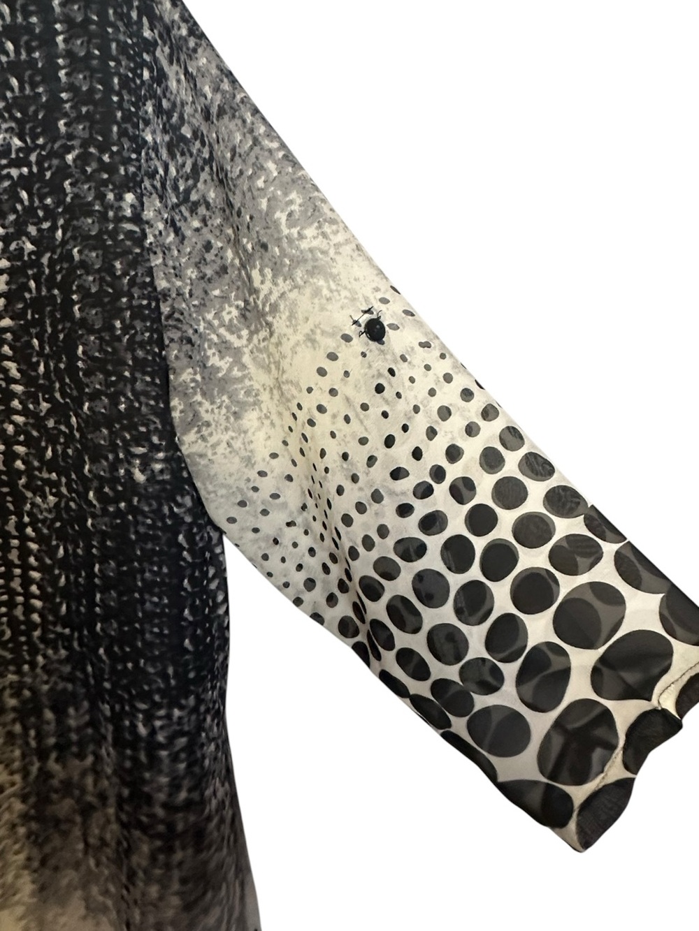 Creation XL Sheer Tunic Blouse Black White Polka Dot Abstract Layered Boho Top - Picture 7 of 13